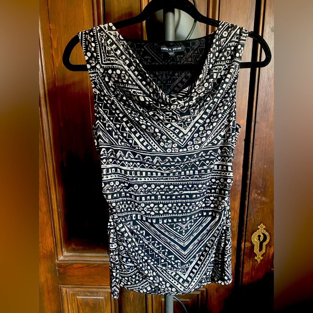 Cable & Gauge Cowl Neck Blouse